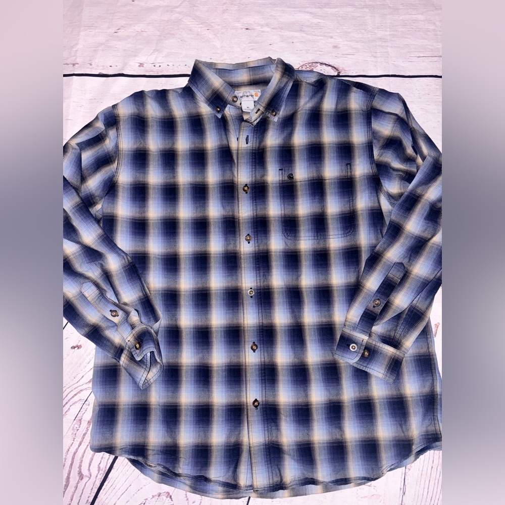 Carhartt Blue Plaid Button-Down Casual Shirt